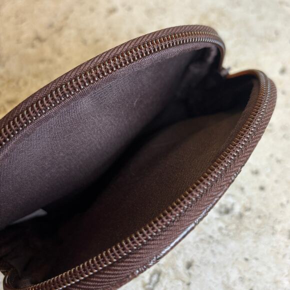 Strada Brown Vegan Leather Mini Cosmetic Makeup Accessory Bag - Picture 3 of 3